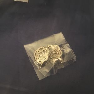 Crystal and Silvertone Rose Stud Earring